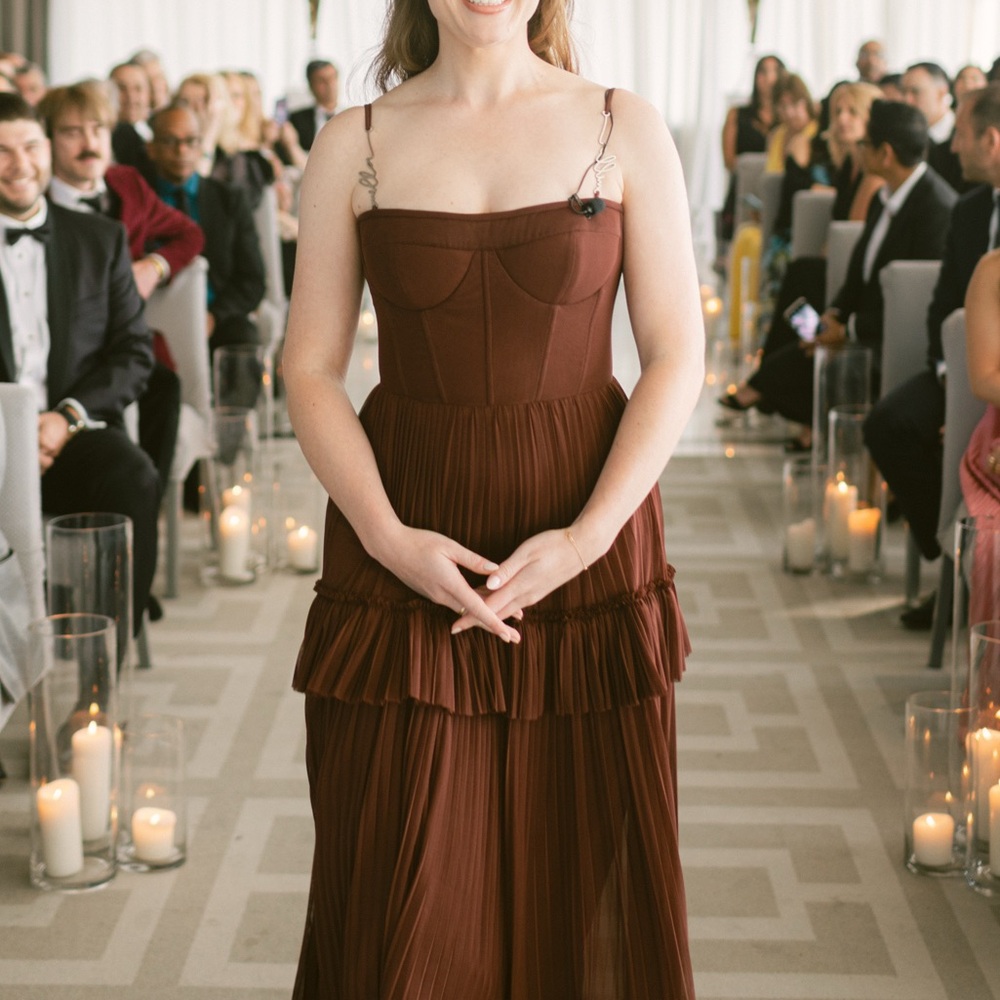 Elegant Brown Tiered Dress